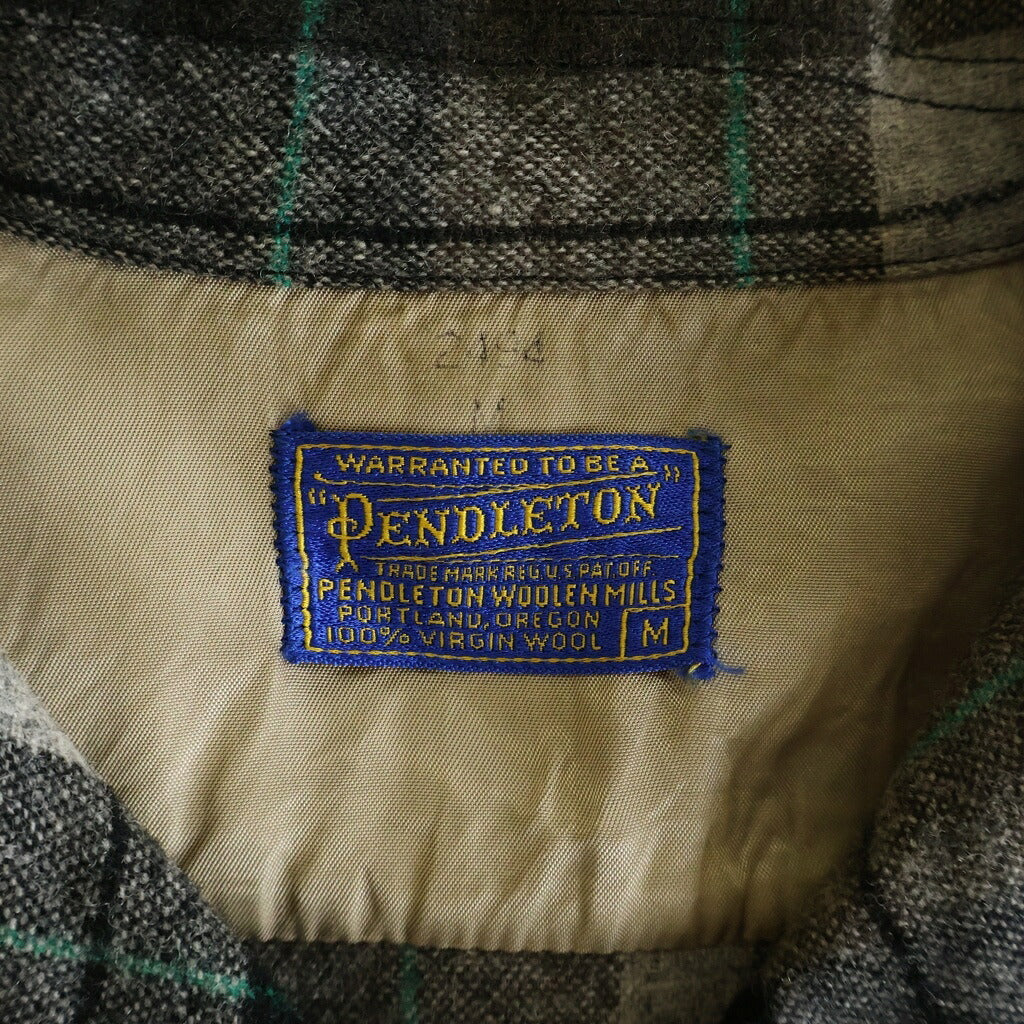 PENDLETON(ペンドルトン) 50S VINTAGE WOOL OPEN COLLAR CHECK SHIRT ヴィンテージ ウール オープンカラーチェックシャツ ブラック/グリーン