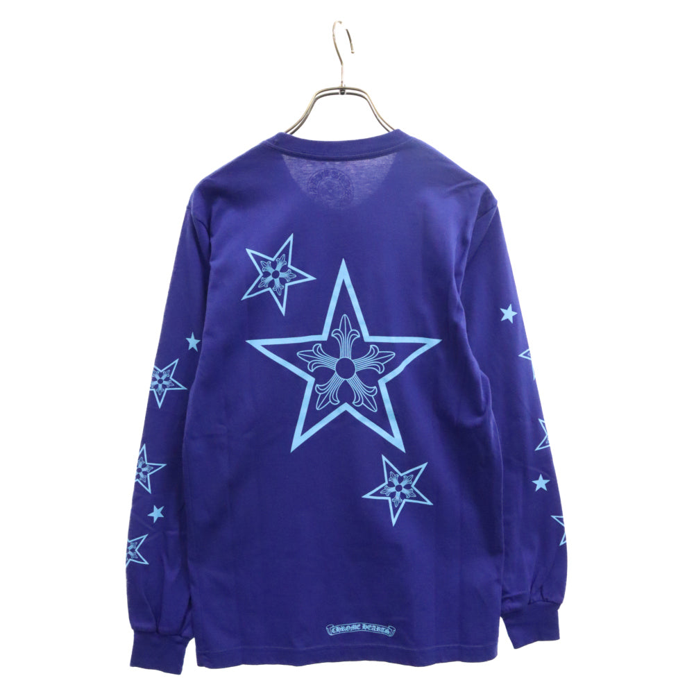CHROME HEARTS(クロムハーツ) BLUE STAR LONG SLEEVE TEE バックスタープリントクルーネック長袖Tシャツ ブルー