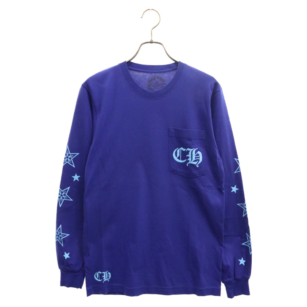 CHROME HEARTS(クロムハーツ) BLUE STAR LONG SLEEVE TEE バックスタープリントクルーネック長袖Tシャツ ブルー