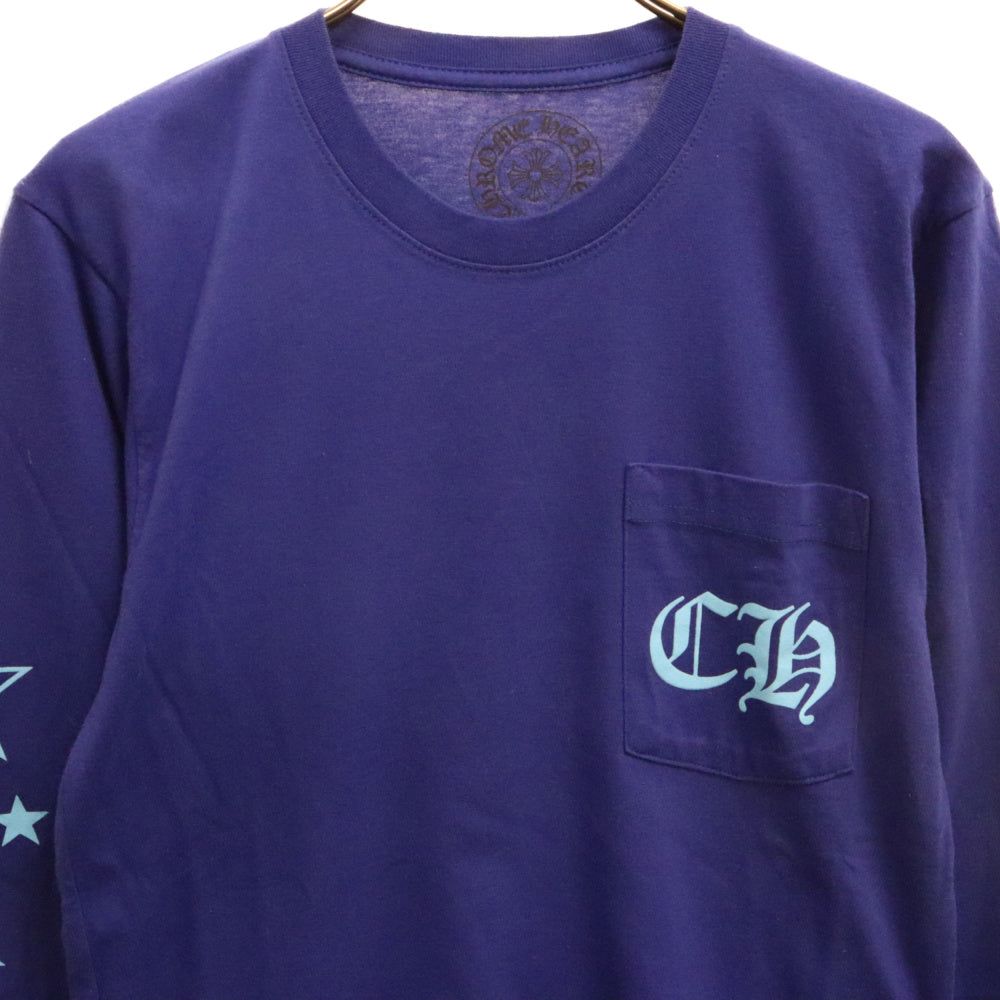 CHROME HEARTS(クロムハーツ) BLUE STAR LONG SLEEVE TEE バックスタープリントクルーネック長袖Tシャツ ブルー