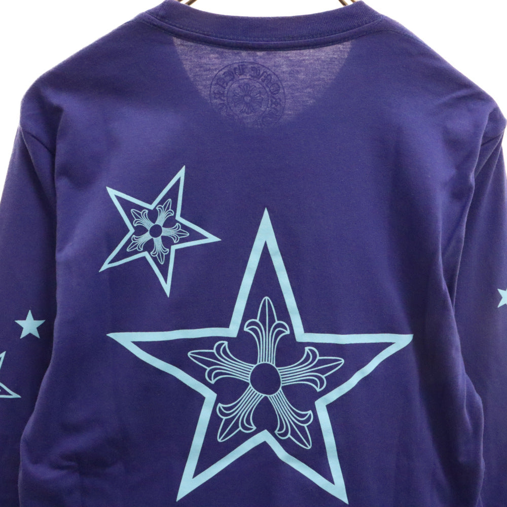 CHROME HEARTS(クロムハーツ) BLUE STAR LONG SLEEVE TEE バックスタープリントクルーネック長袖Tシャツ ブルー