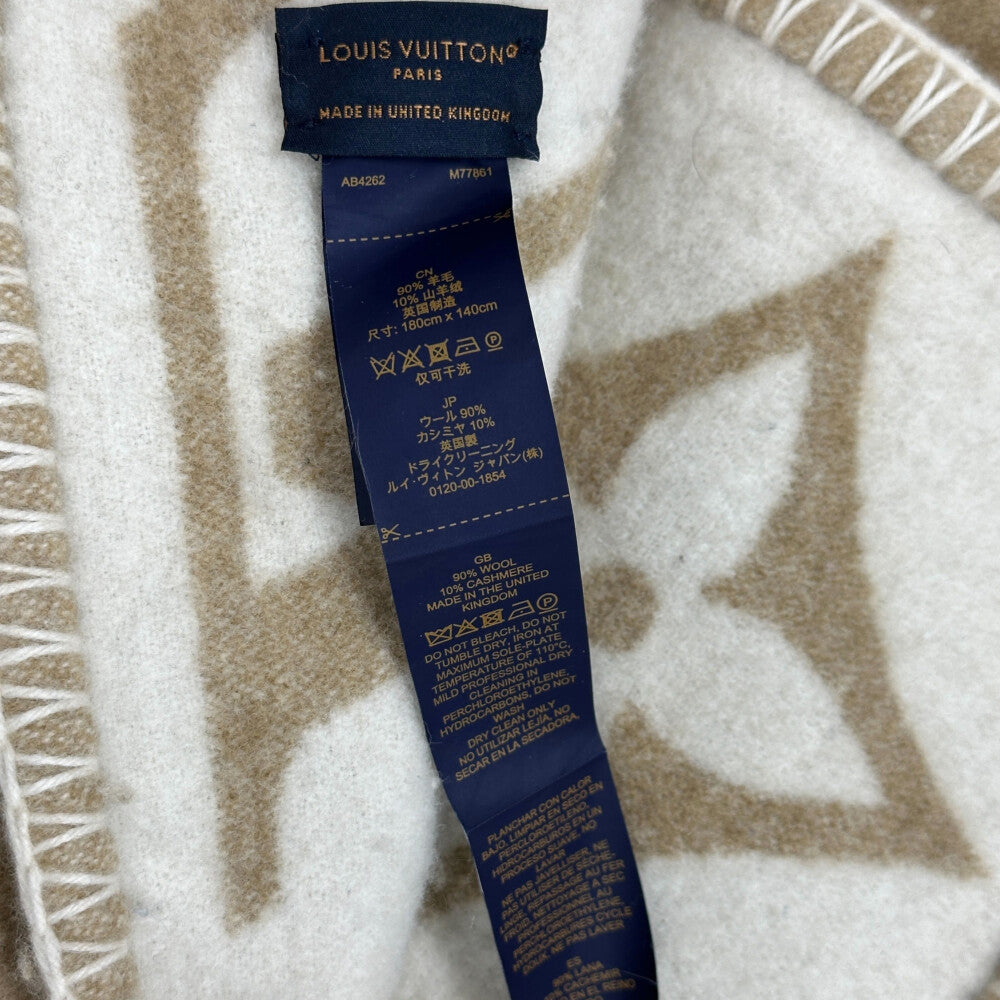 LOUIS VUITTON(ルイヴィトン) 24AW プレッドLV チェックメイト 毛布 インテリア クヴェルチュール ブランケット ウール /カシミヤ M77861 ベージュ