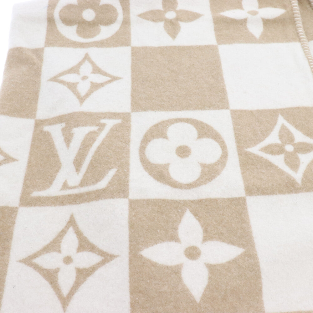 LOUIS VUITTON(ルイヴィトン) 24AW プレッドLV チェックメイト 毛布 インテリア クヴェルチュール ブランケット ウール /カシミヤ M77861 ベージュ