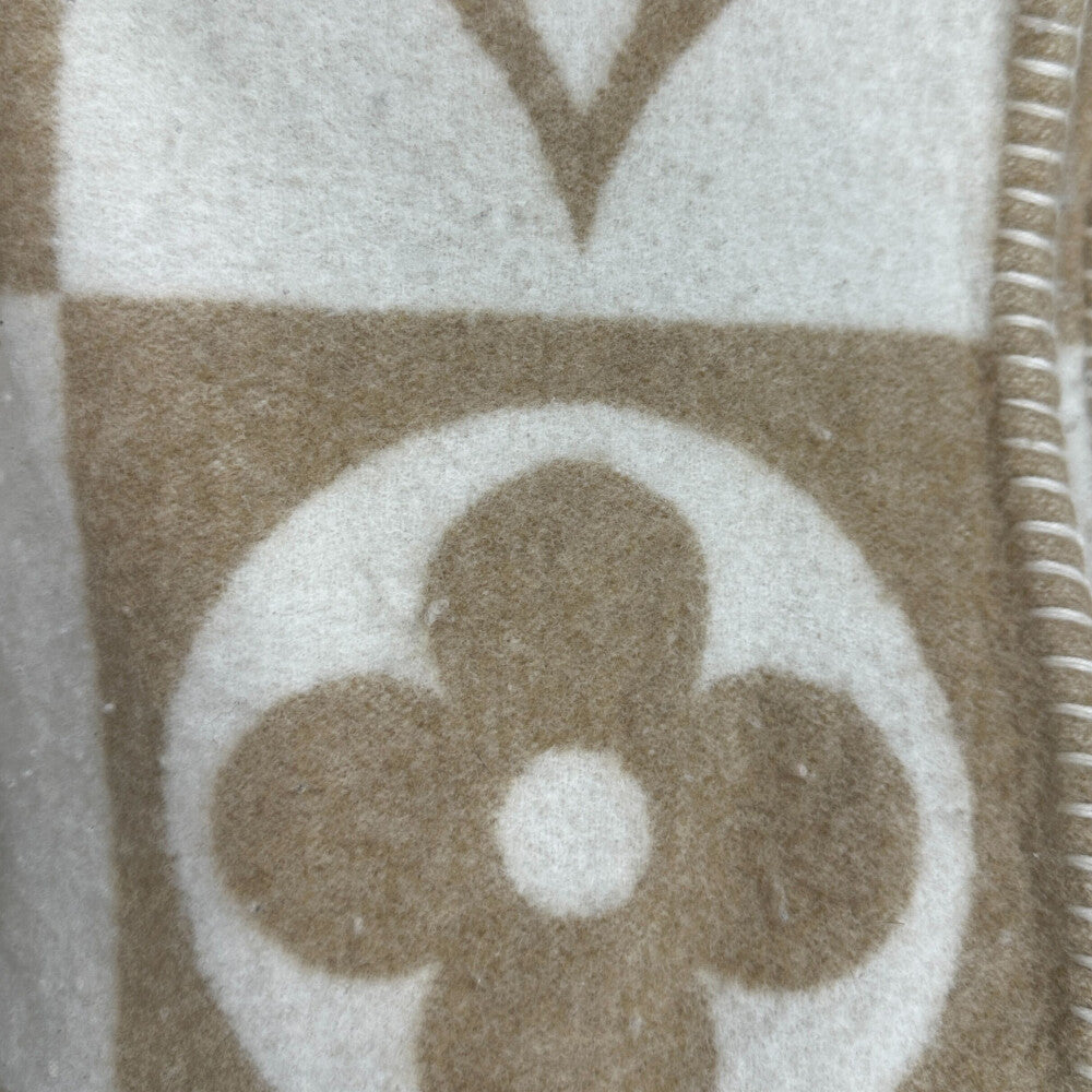 LOUIS VUITTON(ルイヴィトン) 24AW プレッドLV チェックメイト 毛布 インテリア クヴェルチュール ブランケット ウール /カシミヤ M77861 ベージュ