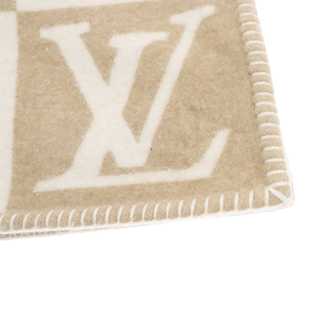 LOUIS VUITTON(ルイヴィトン) 24AW プレッドLV チェックメイト 毛布 インテリア クヴェルチュール ブランケット ウール /カシミヤ M77861 ベージュ