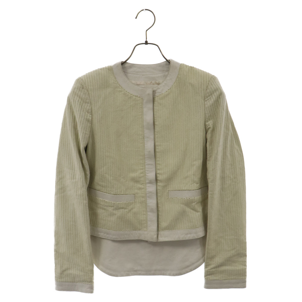 CHROME HEARTS(クロムハーツ) CHプラス ショートジャケット ライダースジャケット レザー レディース ホワイト/アイボリー