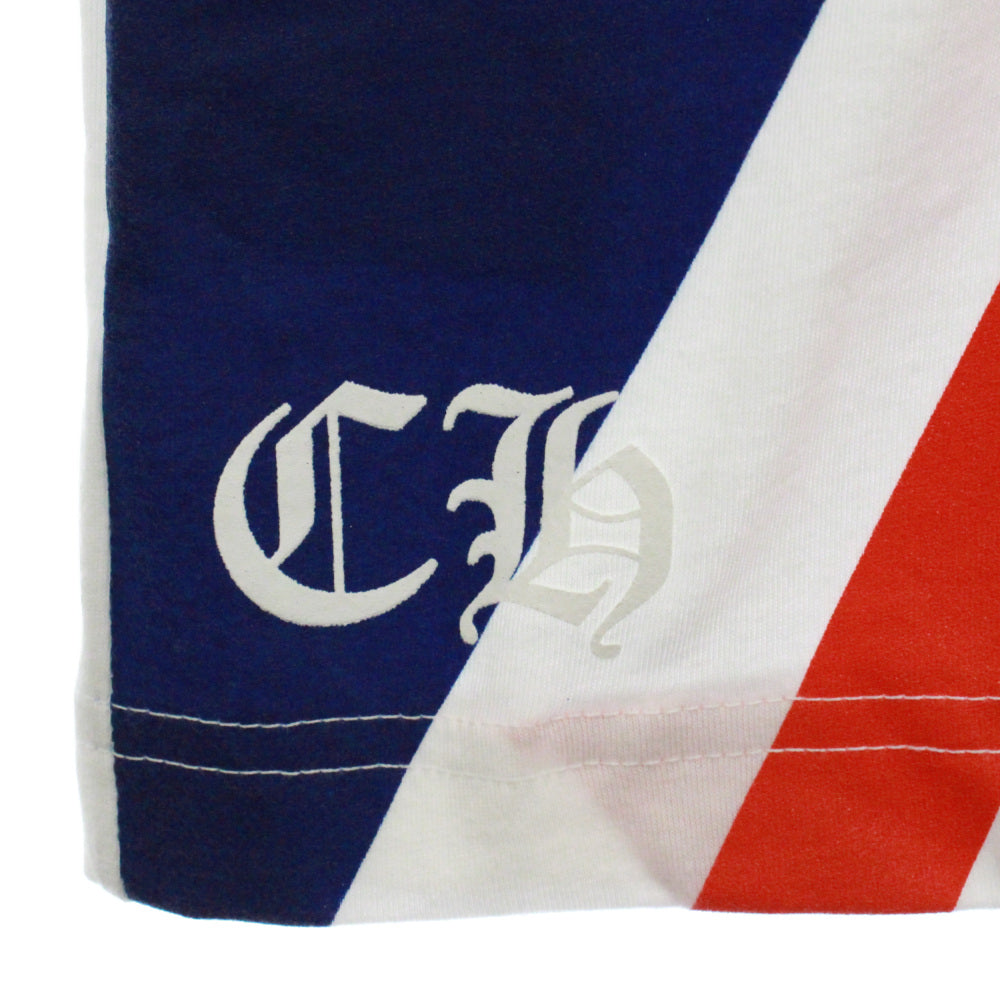 CHROME HEARTS(クロムハーツ) CH T-SHRT 1 ユニオンジャックプリントネックロゴ半袖Tシャツ ホワイト/ブルー/レッド