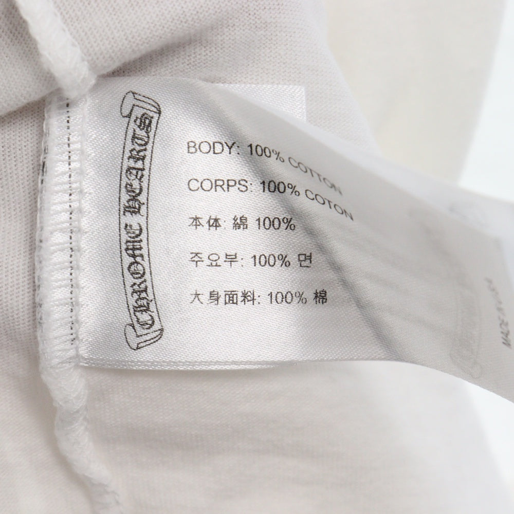 CHROME HEARTS(クロムハーツ) Neon Pink Stripe Logo Tee ネオンピンク ストライプロゴプリント クルーネック半袖Tシャツ カットソー ホワイト/ピンク