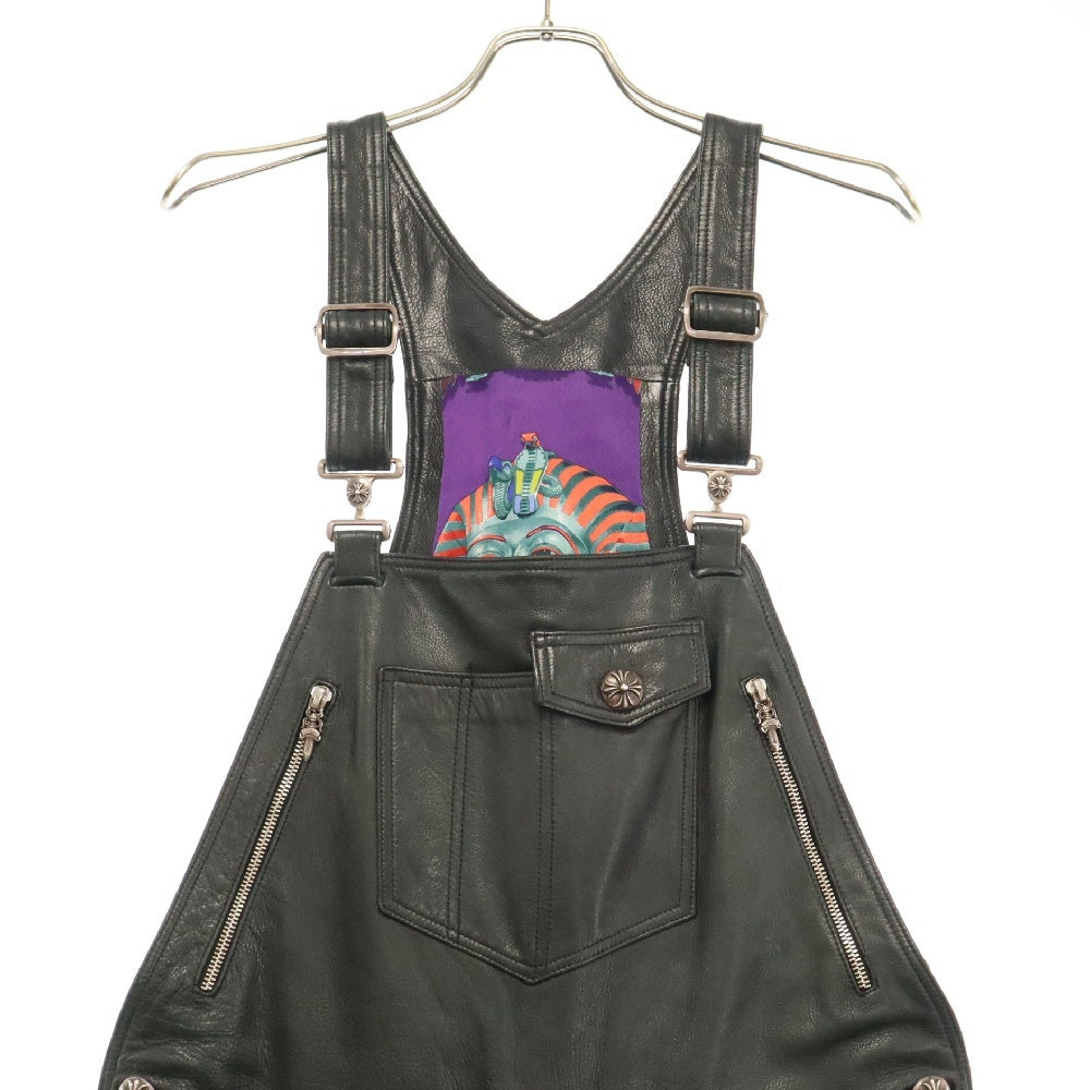 CHROME HEARTS(クロムハーツ) OVERALL クロスボールボタンレザーオーバーオール 裏地エルメス ブラック