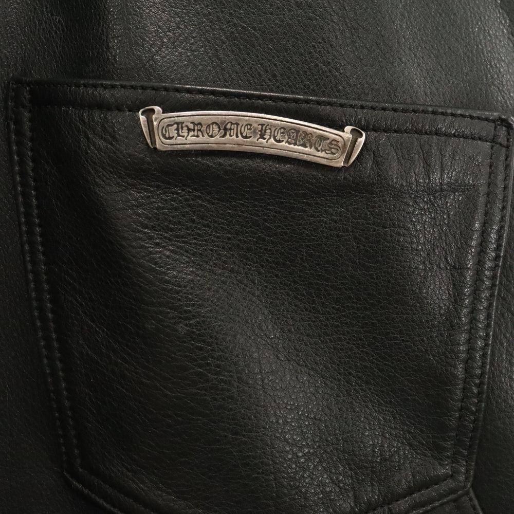 CHROME HEARTS(クロムハーツ) OVERALL クロスボールボタンレザーオーバーオール 裏地エルメス ブラック