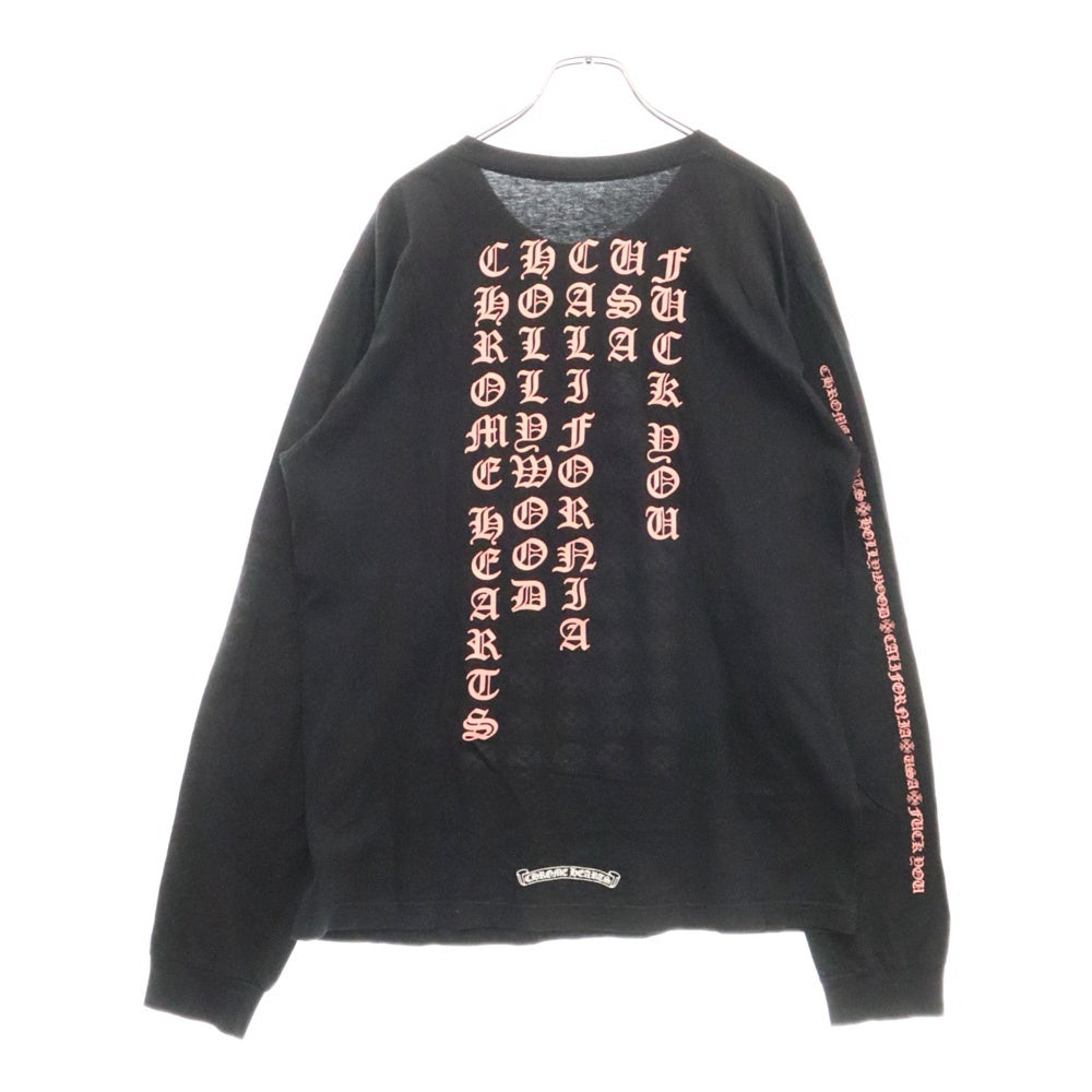 CHROME HEARTS(クロムハーツ) バックレタリングロゴプリント ポケット付き クルーネック長袖Tシャツ カットソー ブラック