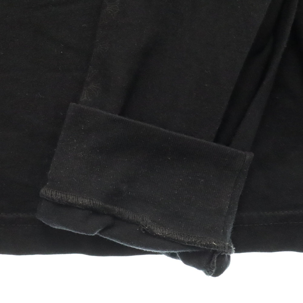 CHROME HEARTS(クロムハーツ) バックレタリングロゴプリント ポケット付き クルーネック長袖Tシャツ カットソー ブラック