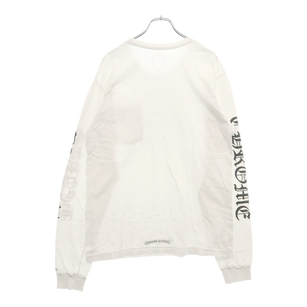 CHROME HEARTS(クロムハーツ) Neck Logo L/S Tee ネック ロゴ プリント長袖Tシャツ ロングスリーブ カットソー ホワイト