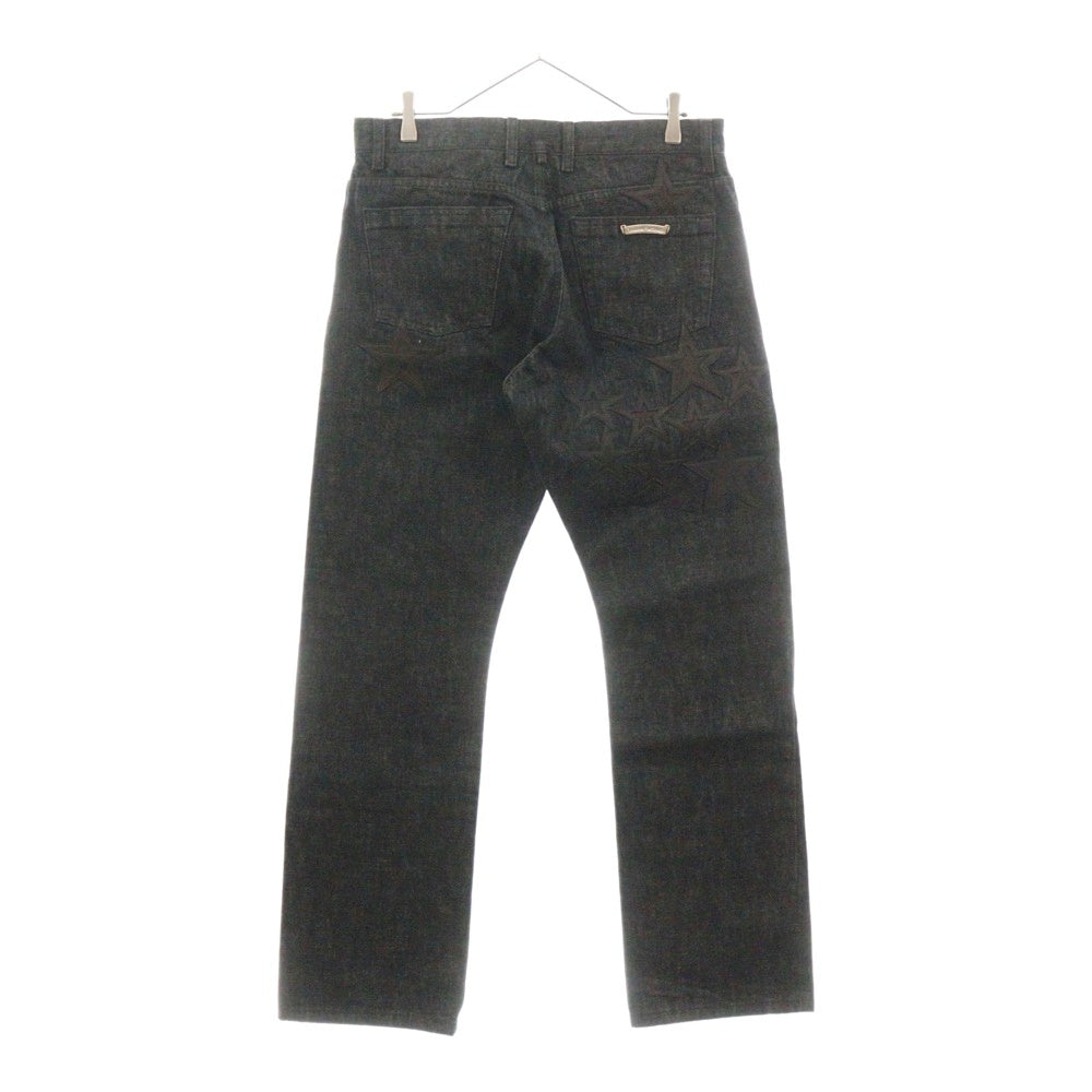 CHROME HEARTS(クロムハーツ) JEAN STRTLG FBRC スターパッチ付き ストレート デニムパンツ ブラック