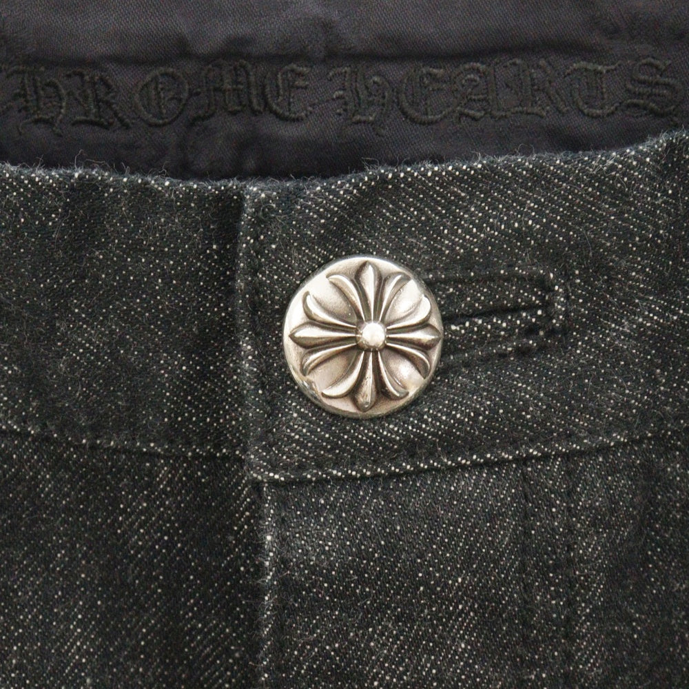 CHROME HEARTS(クロムハーツ) JEAN STRTLG FBRC スターパッチ付き ストレート デニムパンツ ブラック