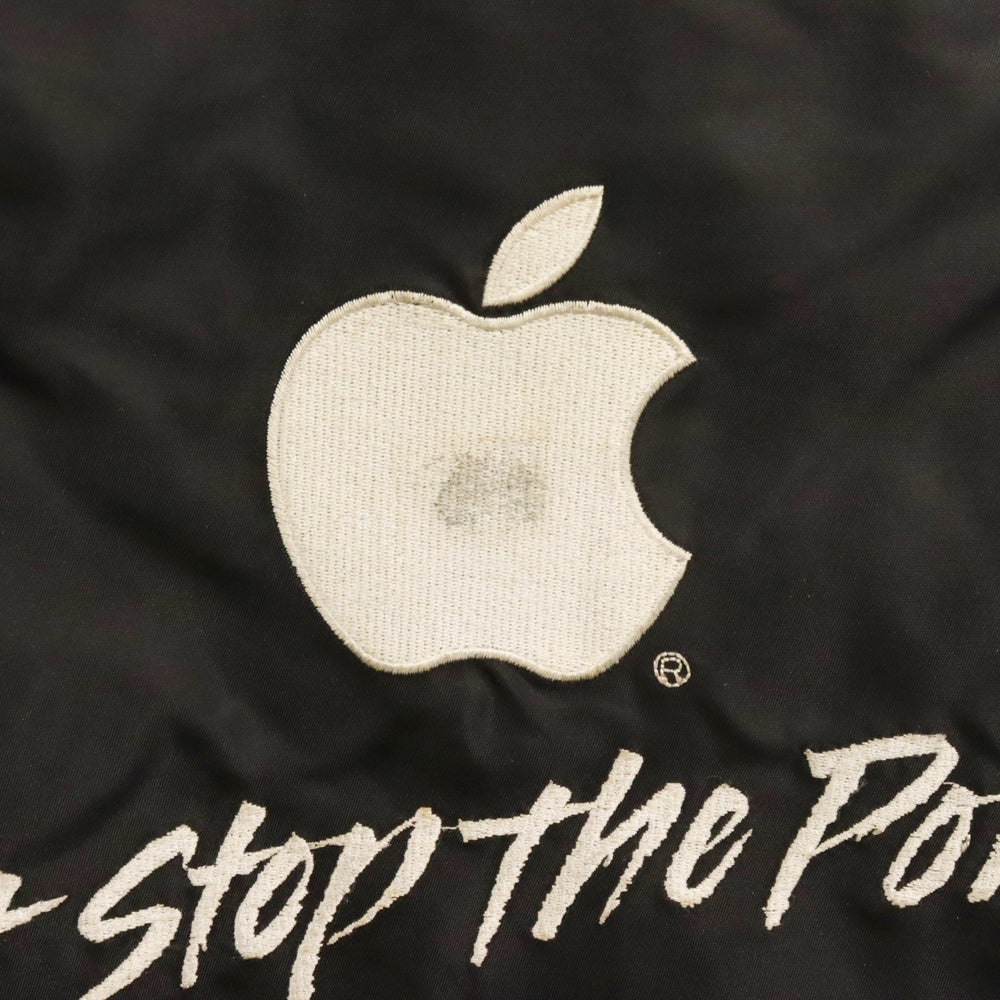 VINTAGE(ヴィンテージ) 80s Apple Computer Logo Embroidered Satin Jacket アップルコンピューター ロゴ刺繍 サテンジャケット ブラック