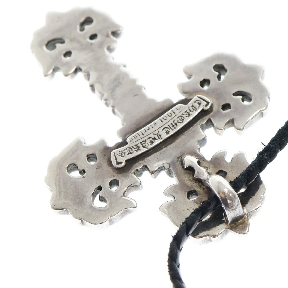 CHROME HEARTS(クロムハーツ) FILIG/CROSS S LB フィリグリークロス レザーブレイドネックレス シルバー