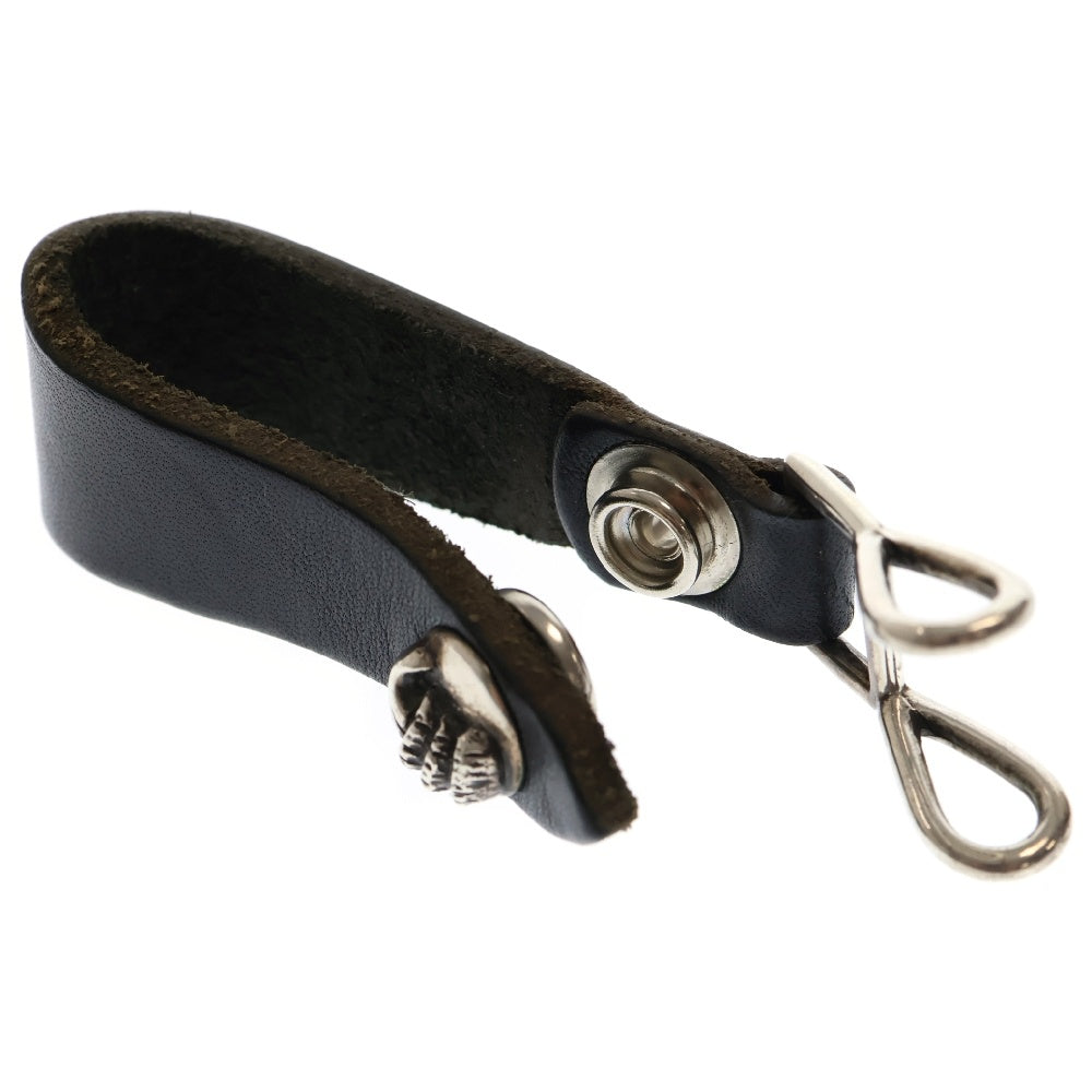 CHROME HEARTS(クロムハーツ) BELT LOOP ベルトループ クロウボタンレザーベルトループ ブラック/シルバー