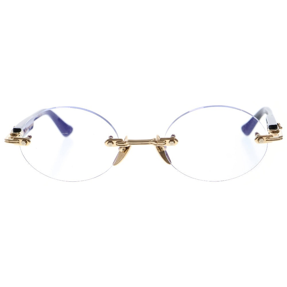 CHROME HEARTS(クロムハーツ) DEEP3 ディープ3 フローラルクロスリムレスサングラス メガネ アイウェア ブラック/ゴールド 度入り