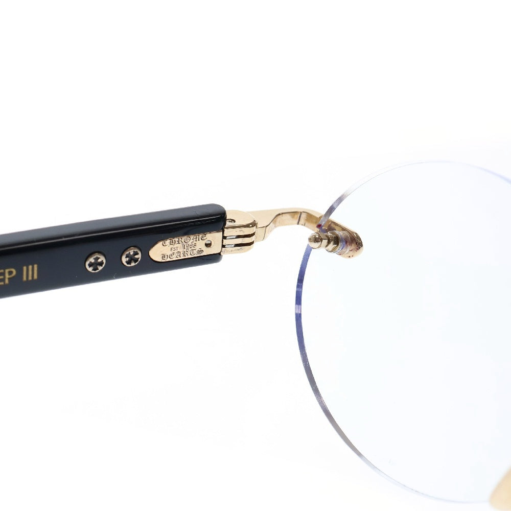 CHROME HEARTS(クロムハーツ) DEEP3 ディープ3 フローラルクロスリムレスサングラス メガネ アイウェア ブラック/ゴールド 度入り