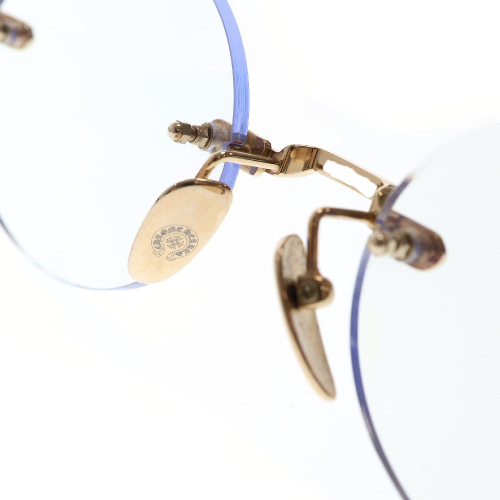 CHROME HEARTS(クロムハーツ) DEEP3 ディープ3 フローラルクロスリムレスサングラス メガネ アイウェア ブラック/ゴールド 度入り