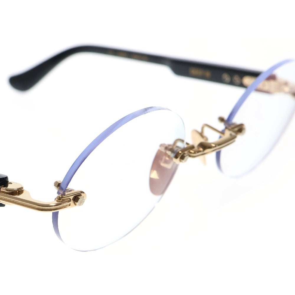 CHROME HEARTS(クロムハーツ) DEEP3 ディープ3 フローラルクロスリムレスサングラス メガネ アイウェア ブラック/ゴールド 度入り