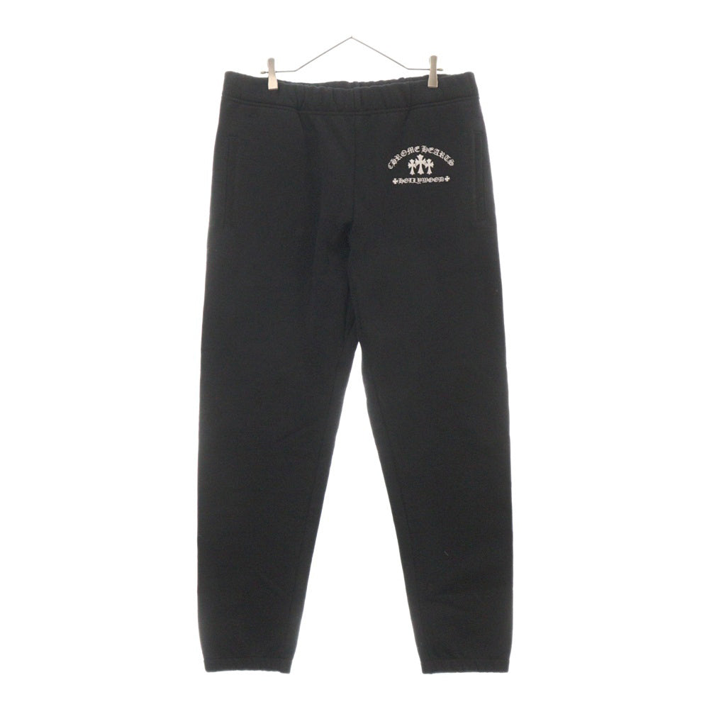 CHROME HEARTS(クロムハーツ) SAILIN Y NOT Cemetery Cross Sweat Pants ワイノットセメタリークロス刺繍 スウェットパンツ ブラック