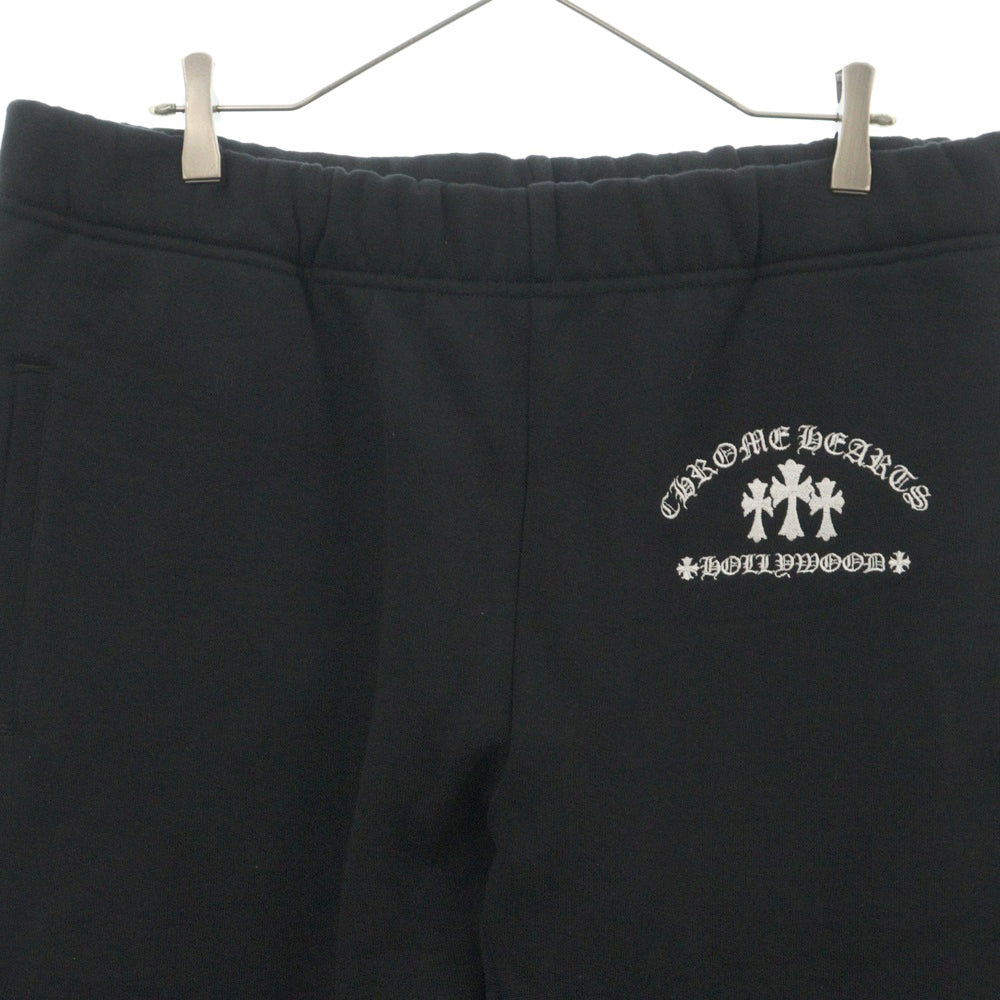 CHROME HEARTS(クロムハーツ) SAILIN Y NOT Cemetery Cross Sweat Pants ワイノットセメタリークロス刺繍 スウェットパンツ ブラック