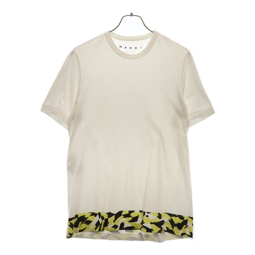 MARNI(マルニ) 22SS 裾柄プリント クルーネック半袖Tシャツ カットソー ホワイト M05GC0077 S22763