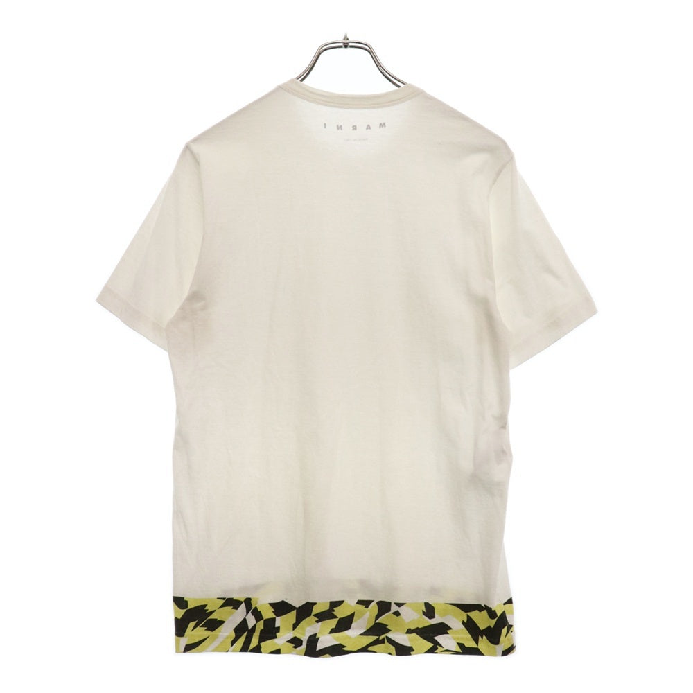 MARNI(マルニ) 22SS 裾柄プリント クルーネック半袖Tシャツ カットソー ホワイト M05GC0077 S22763