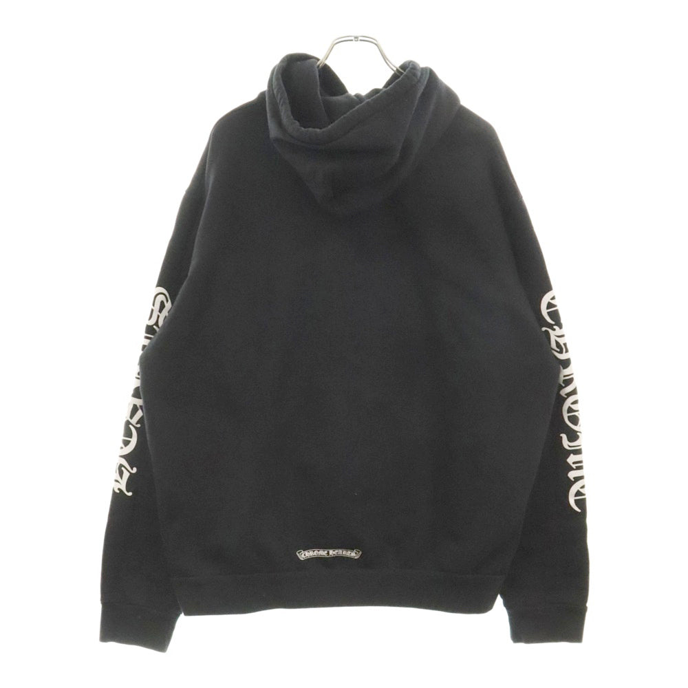 CHROME HEARTS(クロムハーツ) SWTSHRT PLVR 袖ロゴプリントプルオーバーパーカー ブラック XL