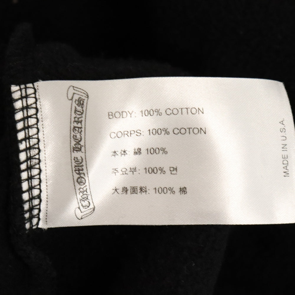 CHROME HEARTS(クロムハーツ) SWTSHRT PLVR 袖ロゴプリントプルオーバーパーカー ブラック XL