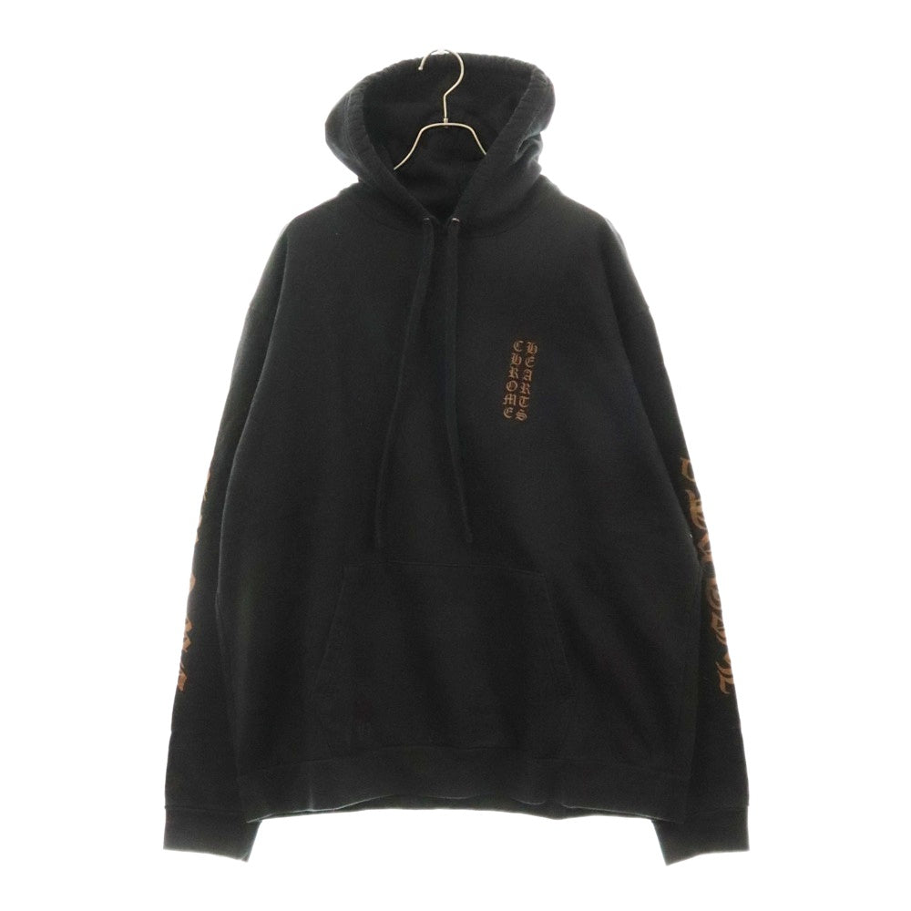 CHROME HEARTS(クロムハーツ) SWTSHRT PLVR 袖ロゴプリントプルオーバーパーカー ブラック/ブラウン