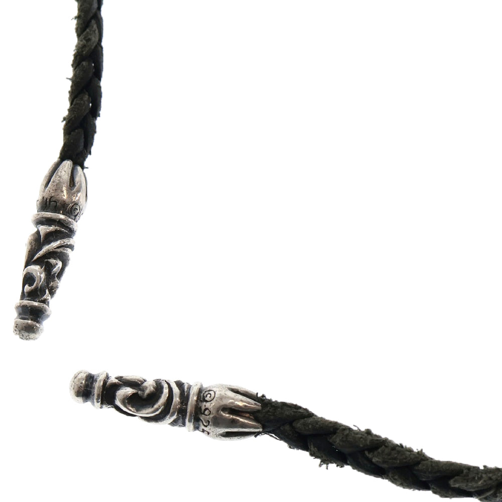 CHROME HEARTS(クロムハーツ) LEATHER BRAID スクロールレザーブレイド シルバーネックレス シルバー/ブラック サイズ