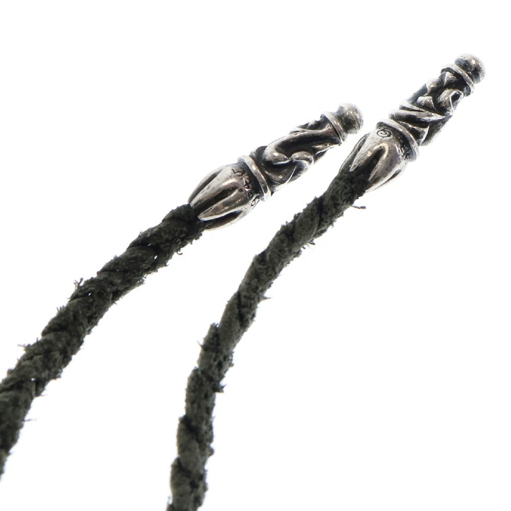 CHROME HEARTS(クロムハーツ) LEATHER BRAID スクロールレザーブレイド シルバーネックレス シルバー/ブラック サイズ