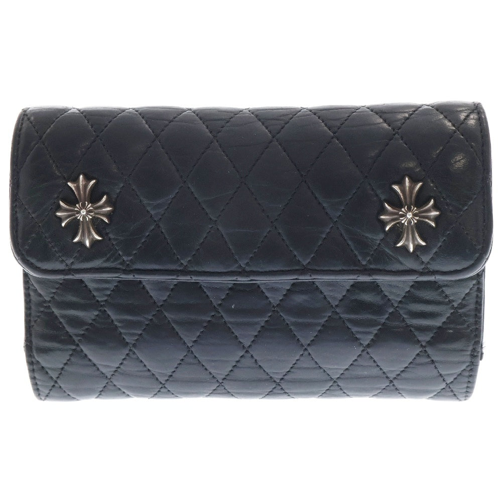 CHROME HEARTS(クロムハーツ) WAVE4 QLT 3SNP ウェーブキルティングレザーウォレット 長財布 ブラック