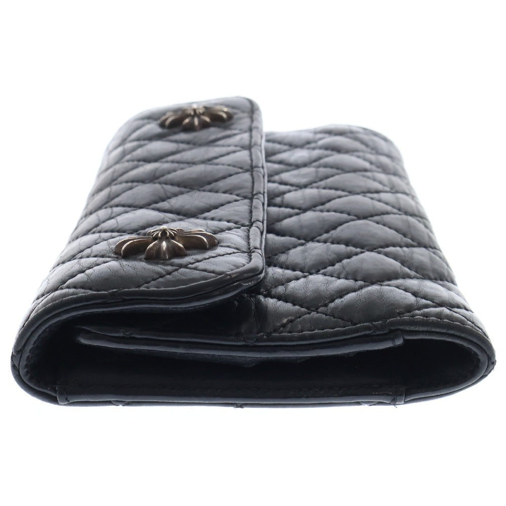 CHROME HEARTS(クロムハーツ) WAVE4 QLT 3SNP ウェーブキルティングレザーウォレット 長財布 ブラック