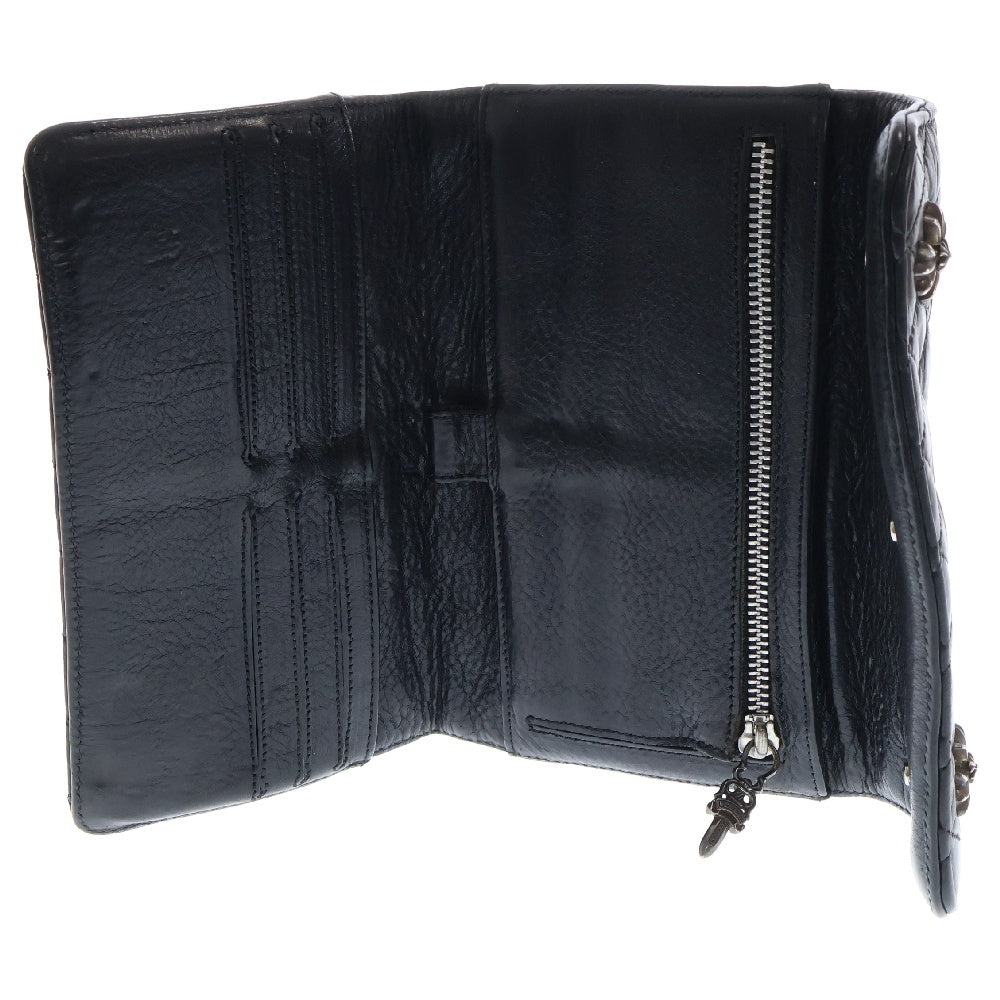 CHROME HEARTS(クロムハーツ) WAVE4 QLT 3SNP ウェーブキルティングレザーウォレット 長財布 ブラック