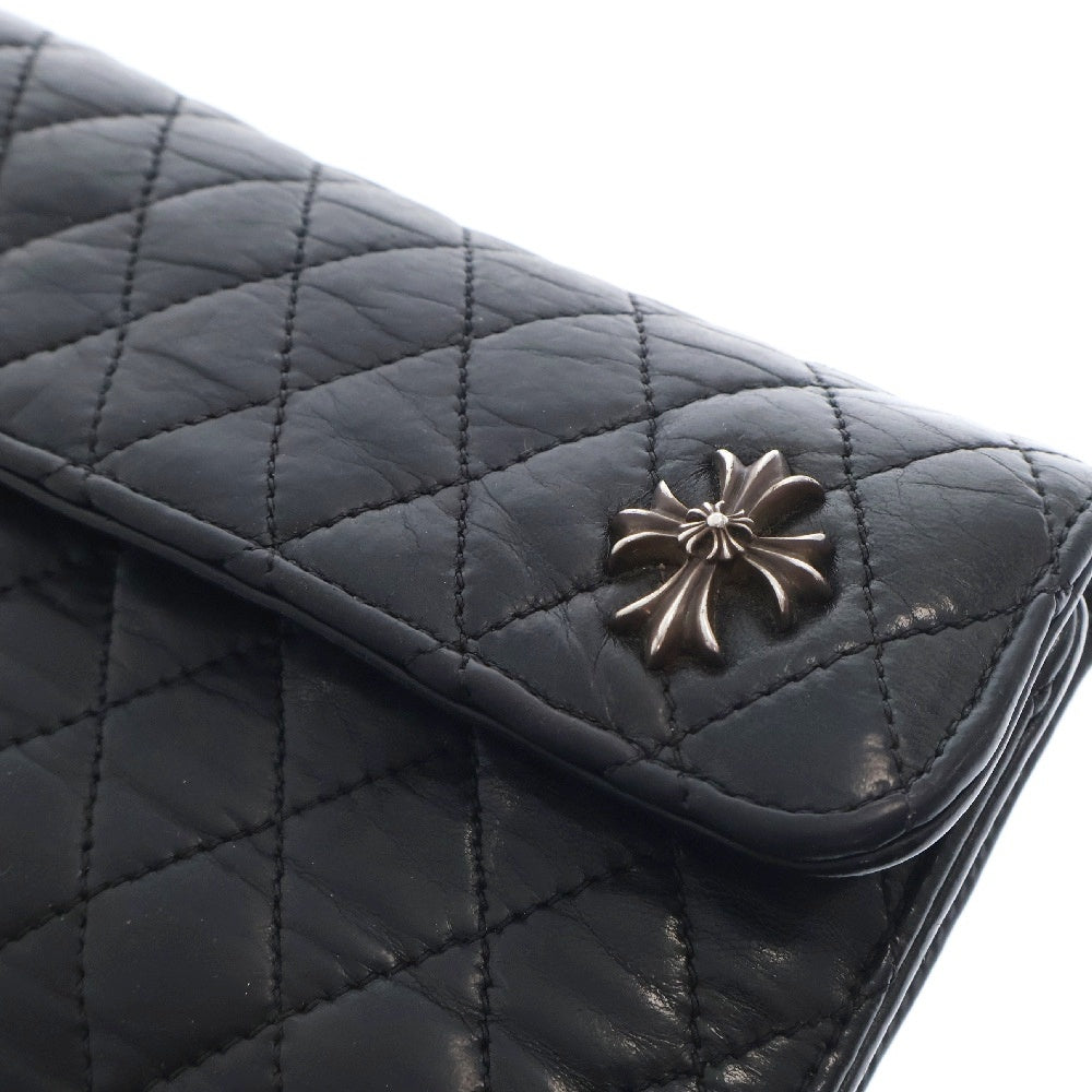 CHROME HEARTS(クロムハーツ) WAVE4 QLT 3SNP ウェーブキルティングレザーウォレット 長財布 ブラック