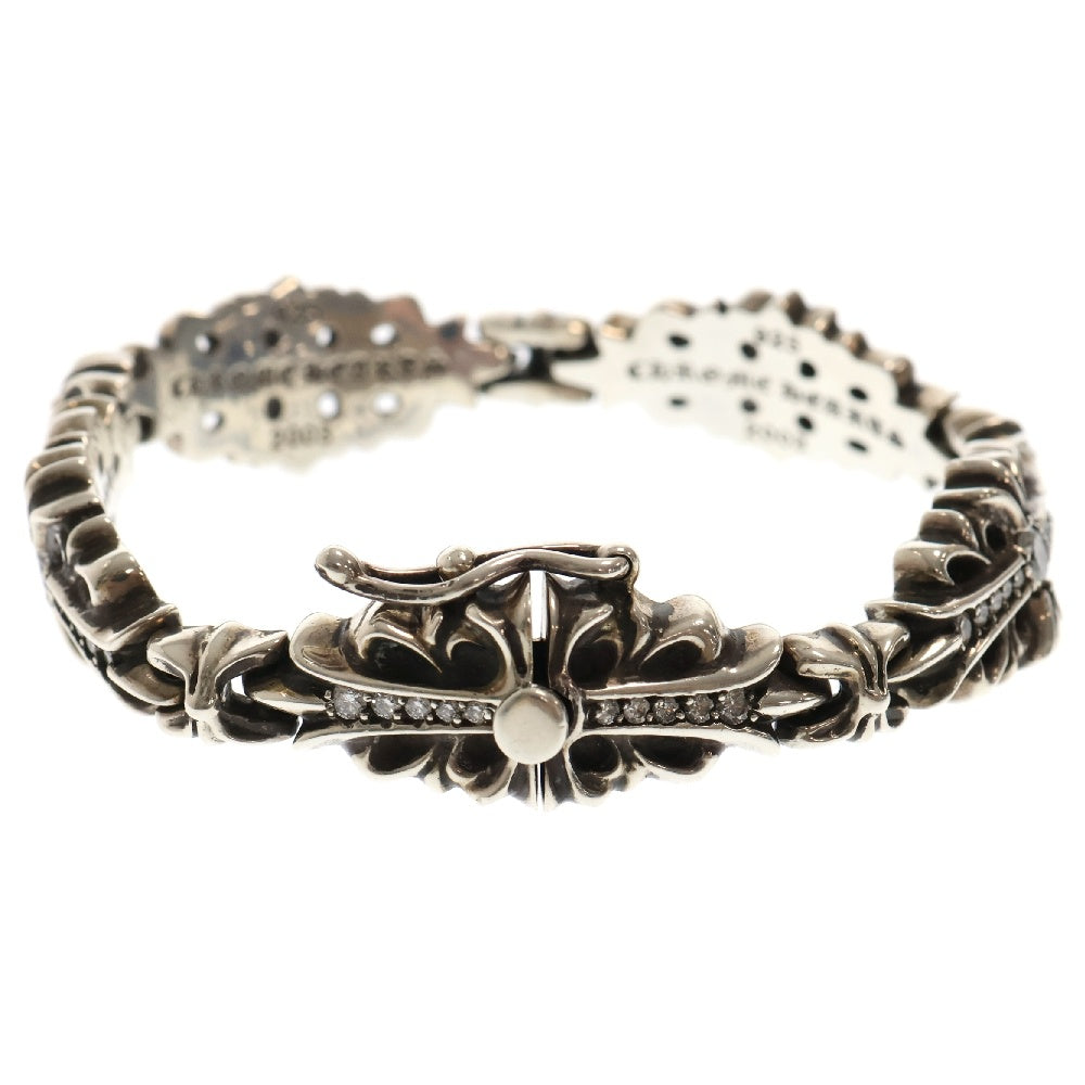 CHROME HEARTS(クロムハーツ) FLRL CRS LINK P D フローラルクロスリンク PAVEダイヤ シルバーブレスレット 5LINK