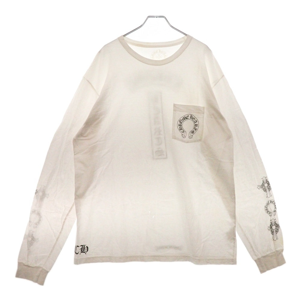 CHROME HEARTS(クロムハーツ) Horseshoe L/S Tee ホースシューロングスリーブ長袖Tシャツ ホワイト