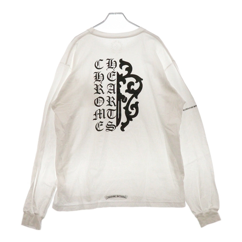 CHROME HEARTS(クロムハーツ) Dagger L/S Tee ダガーロゴ バックヴァインダガー プリント 長袖Tシャツ ホワイト