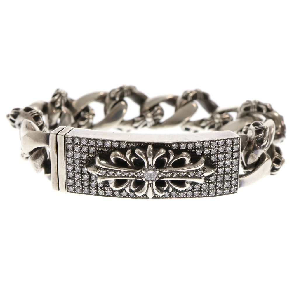 CHROME HEARTS(クロムハーツ) ID FLORAL CRS AFTER P/D フローラルクロスIDファンシーブレスレット アフターPAVEダイヤ シルバー