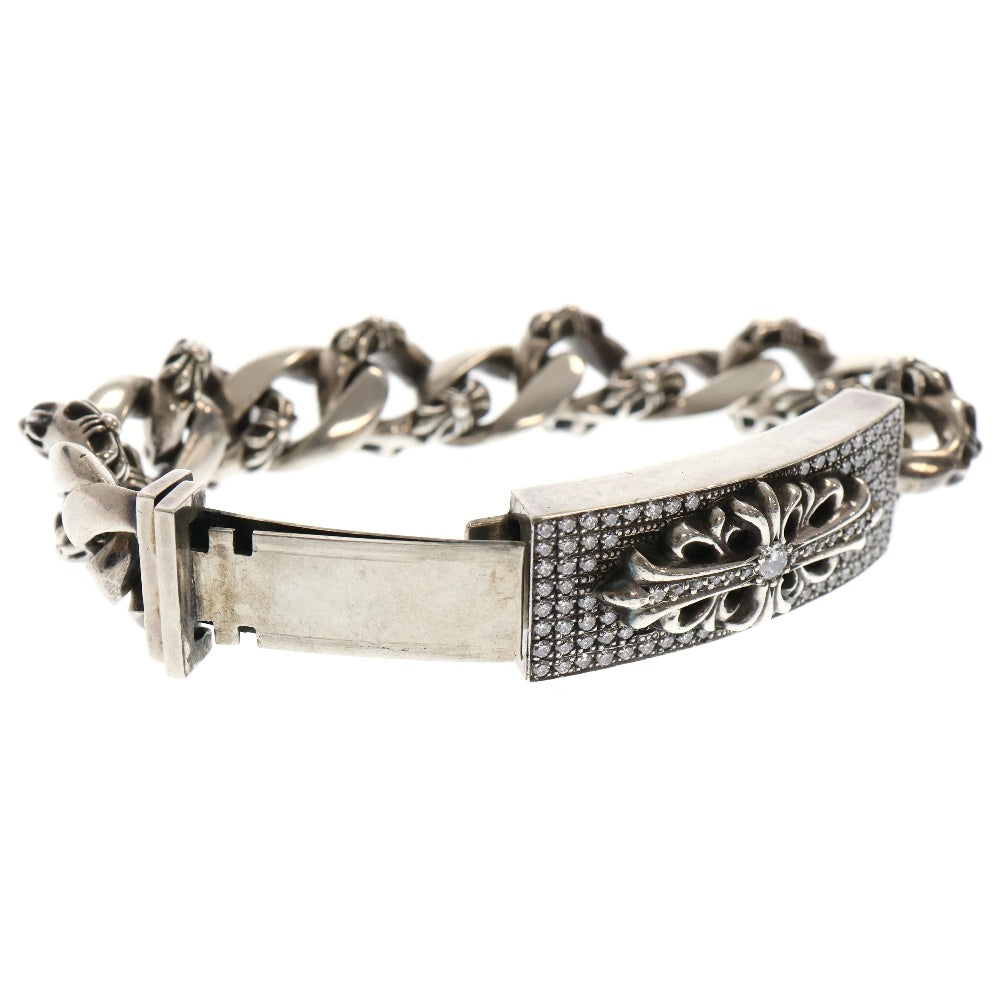 CHROME HEARTS(クロムハーツ) ID FLORAL CRS AFTER P/D フローラルクロスIDファンシーブレスレット アフターPAVEダイヤ シルバー