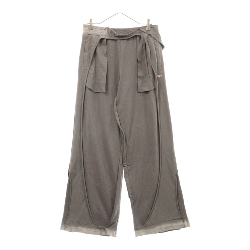 DIESEL(ディーゼル) P-TOPAHOOP-N1 Pants レイヤードドッキング ダメージ加工ロングスウェットパンツ グレー A12911