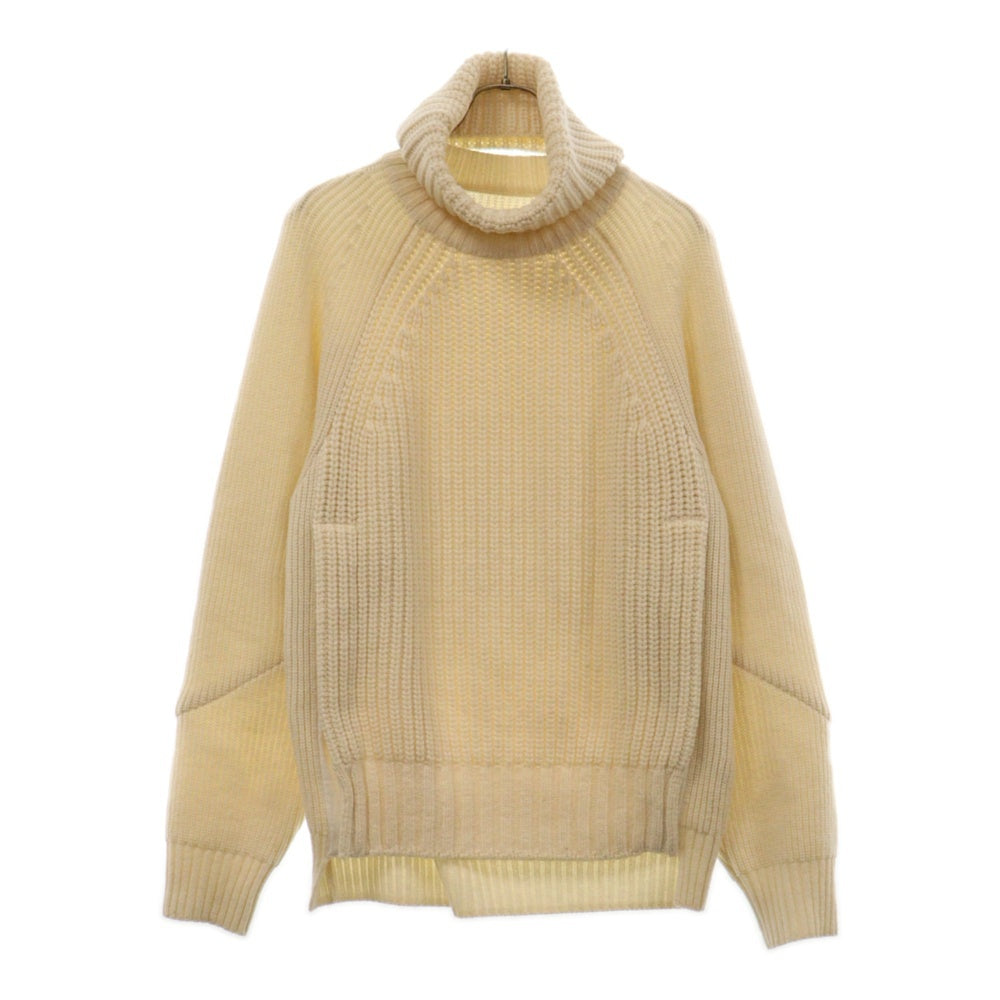 Sacai(サカイ) 21AW Wool Knit Pullover ウールニットプルオーバー サイドスリット バイカラー プルオーバーニットセーター ホワイト 21-02663M