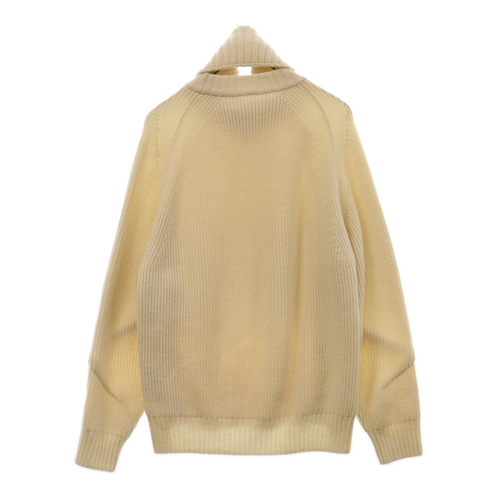 Sacai(サカイ) 21AW Wool Knit Pullover ウールニットプルオーバー サイドスリット バイカラー プルオーバーニットセーター ホワイト 21-02663M