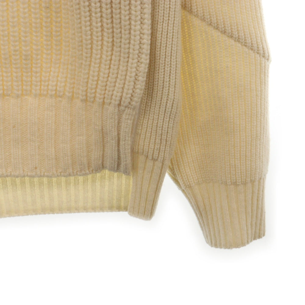 Sacai(サカイ) 21AW Wool Knit Pullover ウールニットプルオーバー サイドスリット バイカラー プルオーバーニットセーター ホワイト 21-02663M