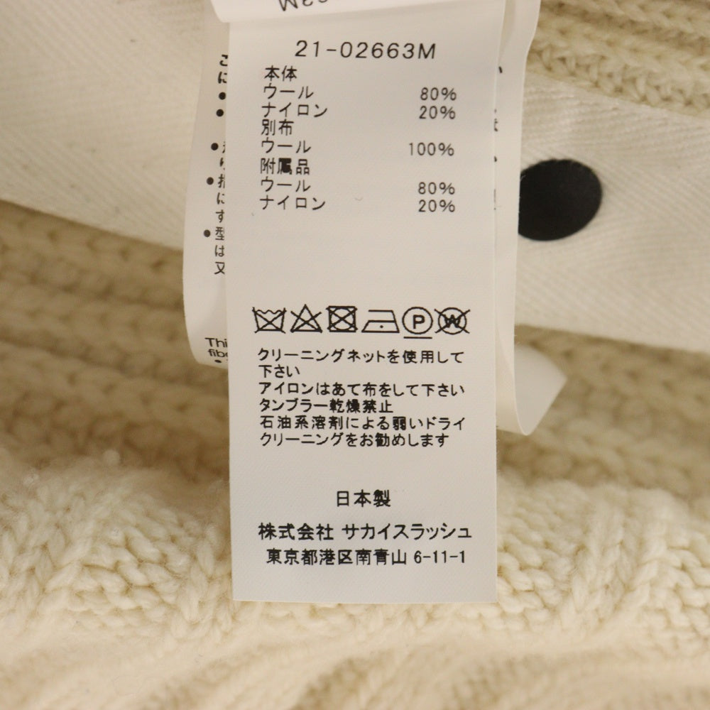 Sacai(サカイ) 21AW Wool Knit Pullover ウールニットプルオーバー サイドスリット バイカラー プルオーバーニットセーター ホワイト 21-02663M