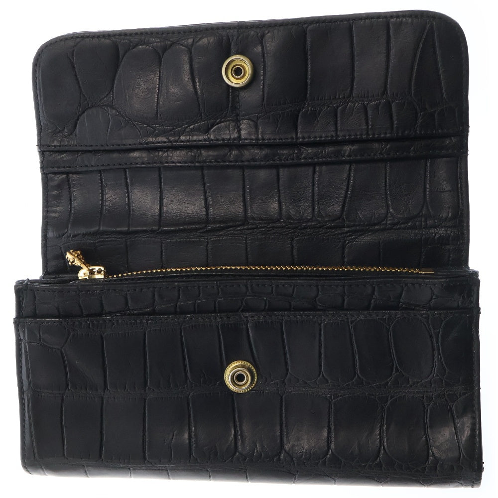 CHROME HEARTS(クロムハーツ) 22K JUDY ALLIGATOR ジュディアリゲーター クロスボタンアリゲーターレザーウォレット 財布 ブラック/ゴールド